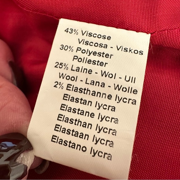 ALAIN MANOUKIAN Paris Western Denim Blazer Red Orange Stitch Wool Blend Size 14 - Picture 15 of 16